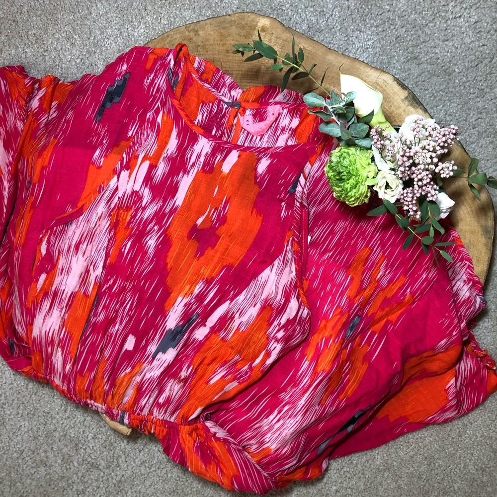 Bright pink and orane dress
